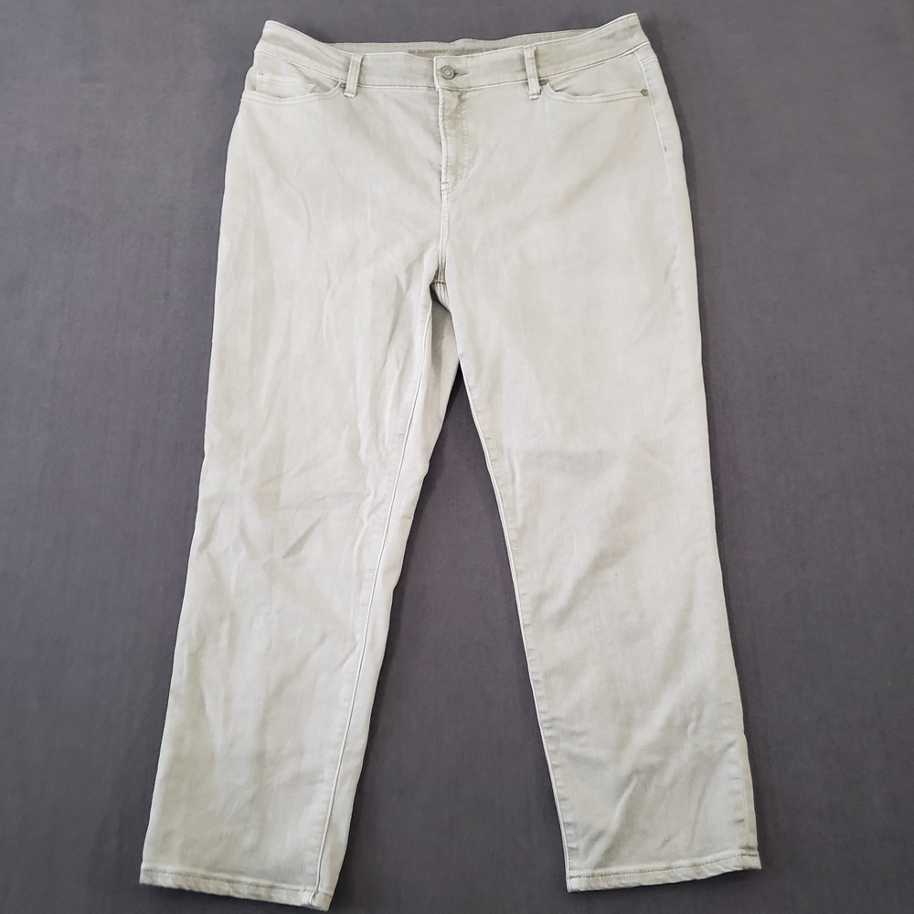 Chicos Jeans Womens 2.5/14 So Slimming Girlfriend Slim Crop Gray